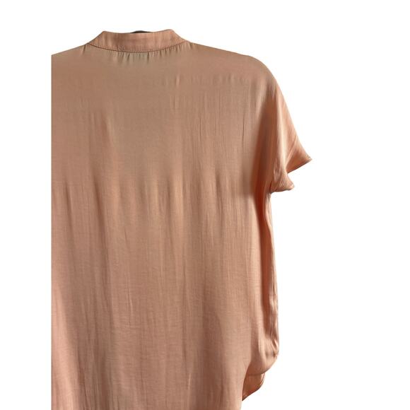 RESET Women's Small Orange Short Sleeve V-Neck Lightweight Slip On Blouse - Picture 12 of 15